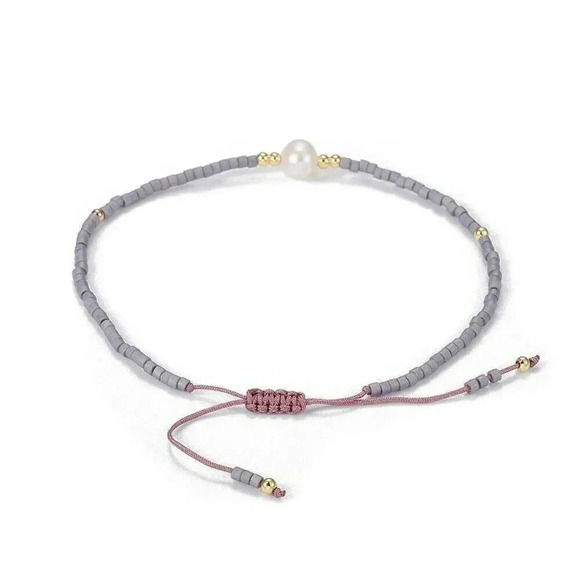 Hand Crafted Real Freshwater Pearl Thistle Purple Japanese Glass Beads Bracelet - Picture 3 of 3